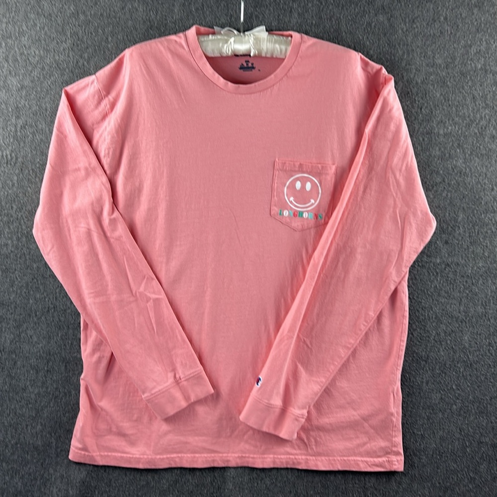 University of Texas Longhorns Champion Men's Long Sleeve Pocket Tee in Pink XXL